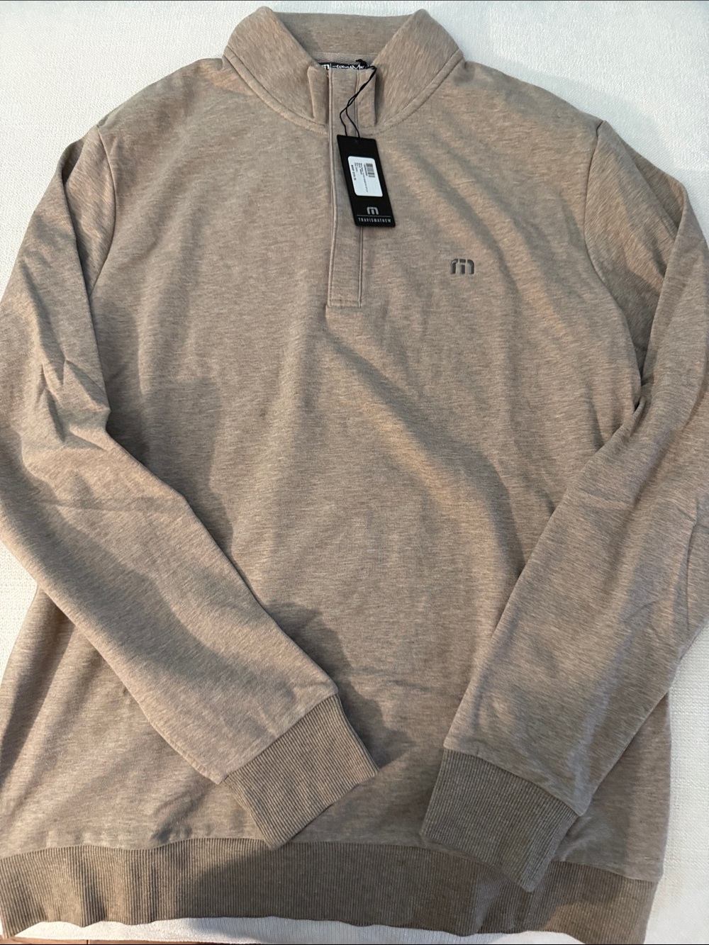 NWT Travis Mathew Men's Taupe Quarter-Zip Pullover